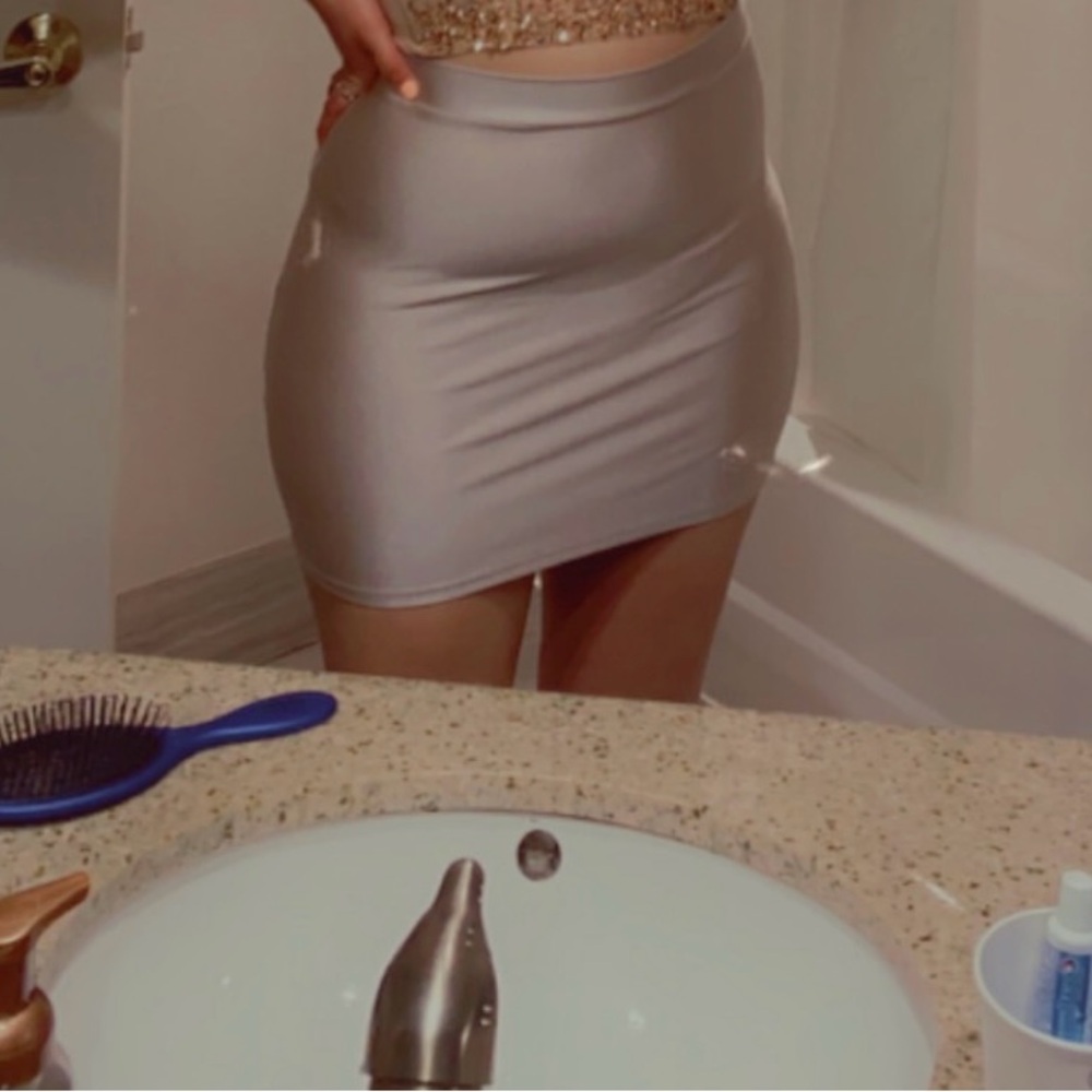 FASHION NOVA SHINY BLUSH BODYCON MINI SKIRT